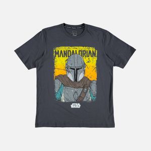 Camiseta de hombre, manga corta regular fit gris de Star Wars: The Mandalorian ©Lucasfilm limited