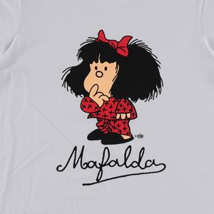 Pijama de mujer, manga larga/pantalón largo blanca/roja de Mafalda ©Quino