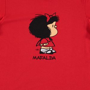 Camiseta de mujer, manga corta relax fit roja de Mafalda ©Quino