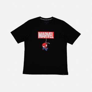 Camiseta de mujer, manga corta regular fit negra de spiderman ©marvel