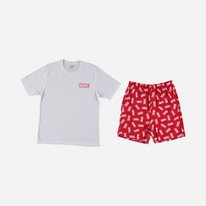 Pijama de hombre, manga corta/pantalón corto blanca/roja de ©marvel