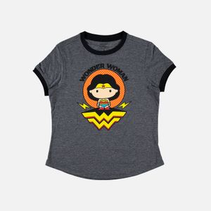 Camiseta de mujer, manga corta slim fit negro de Wonder Woman Dc Comics