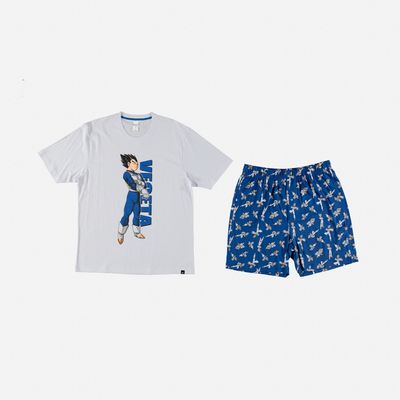 Pijama de hombre, manga corta/pantalón corto  blanca/azul de Dragon Ball Super ©Toei Animation
