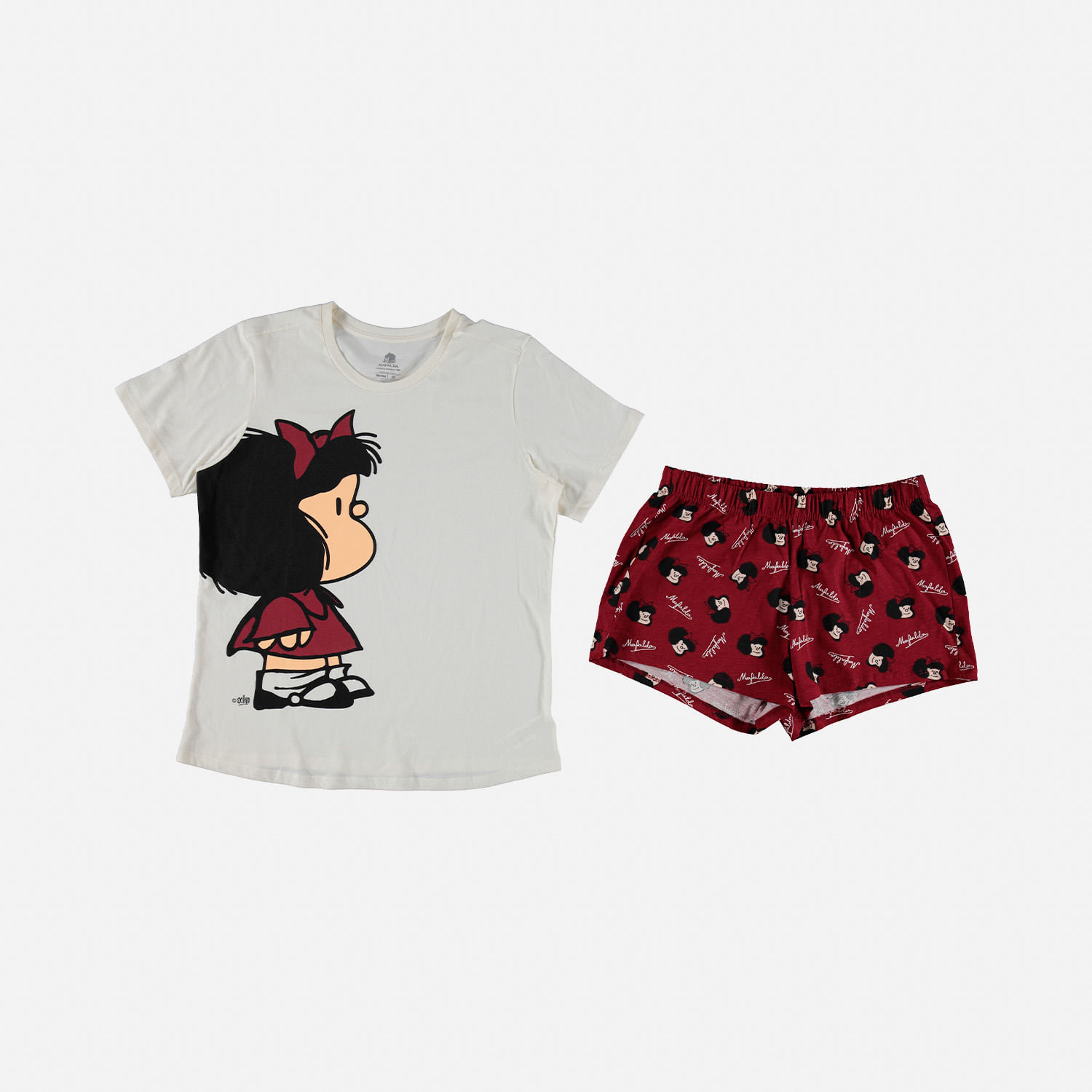 Pijama de mujer, manga corto tinto de mafalda ©quino