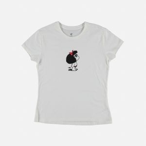 Camiseta de mujer, manga corta marfil de mafalda ©quino