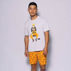 Pijama de hombre, manga corta/pantalón corto  gris/naranja de Naruto