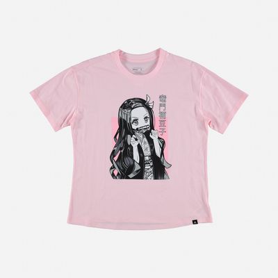 Camiseta de mujer, manga corta regular fit rosada de Anime
