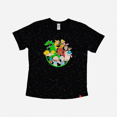 Camiseta de mujer, manga corta regular fit negra de Nickelodeon