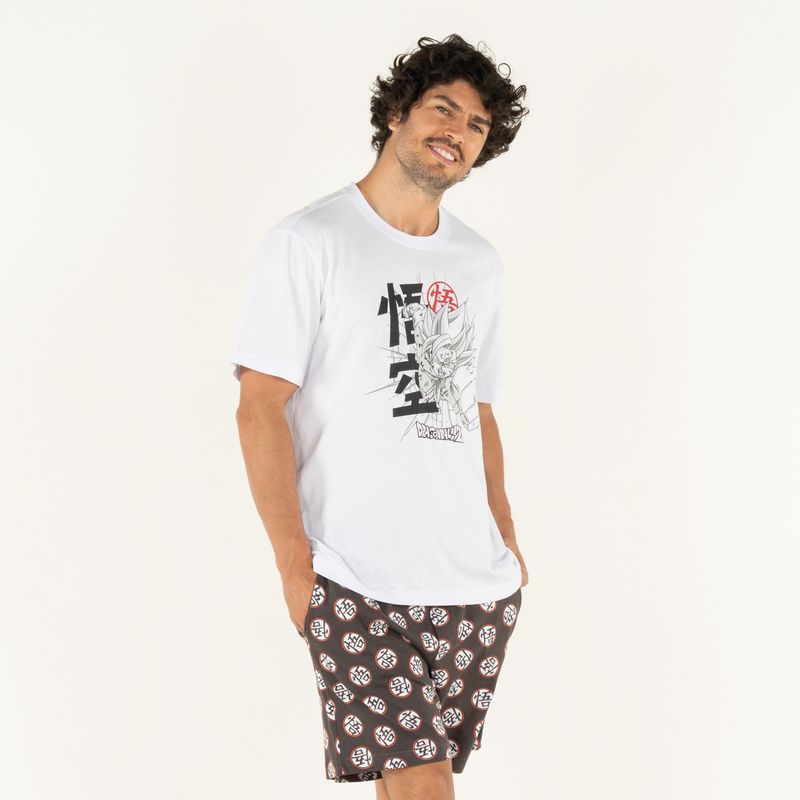 Accesible Al frente Trasplante Pijama de Dragon Ball Z con pantalón corto blanco y gris para hombre