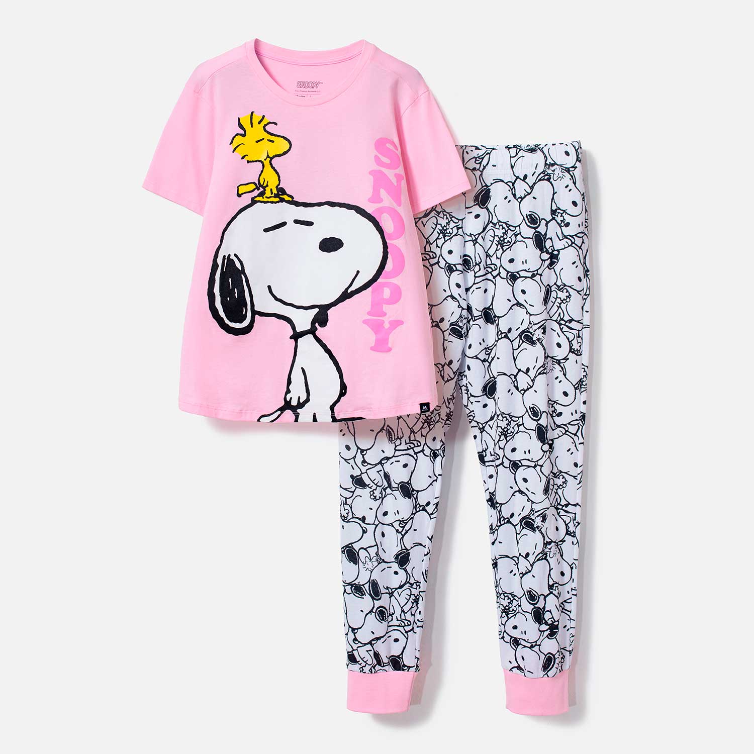 Pijama de Snoopy con pantalón largo rosada para mujer M-0