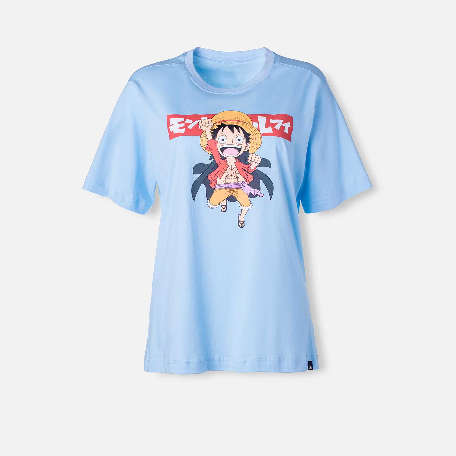 Camiseta de One Piece azul cuello redondo para mujer S-0