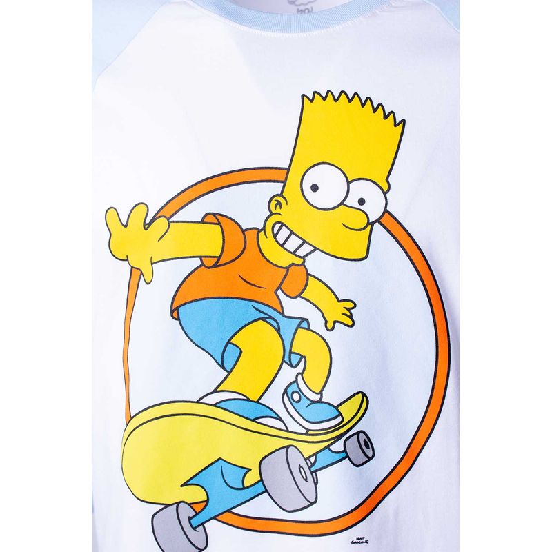 Camiseta de Los Simpson blanca y azul manga 3 4 para hombre