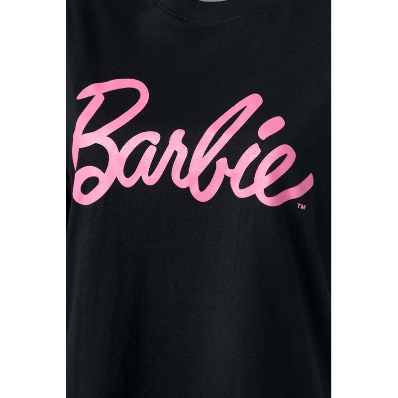 Camiseta de Barbie negra manga corta para mujer - MoviesShop