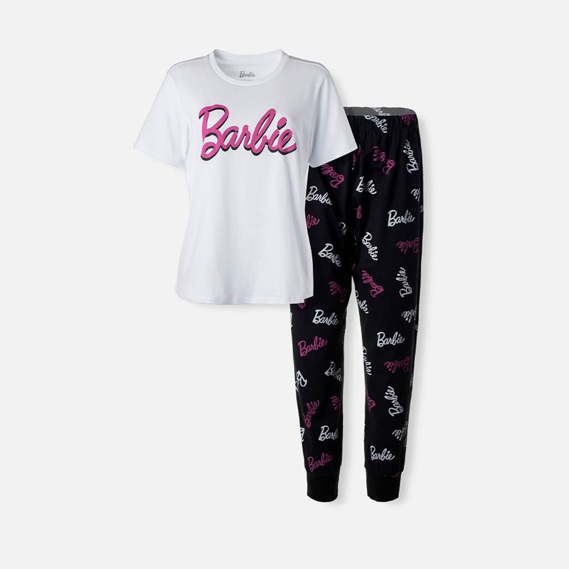 Pijama de Barbie blanca y negra de pantalón para mujer | licenciados