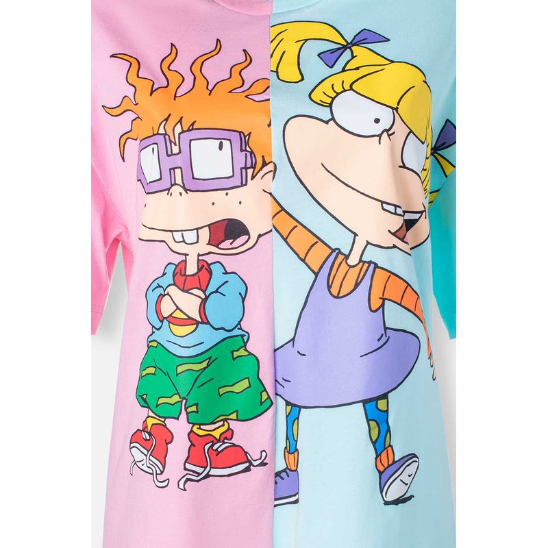 Camiseta de Los Rugrats azul rosada manga corta para mujer MoviesShop Productos licenciados