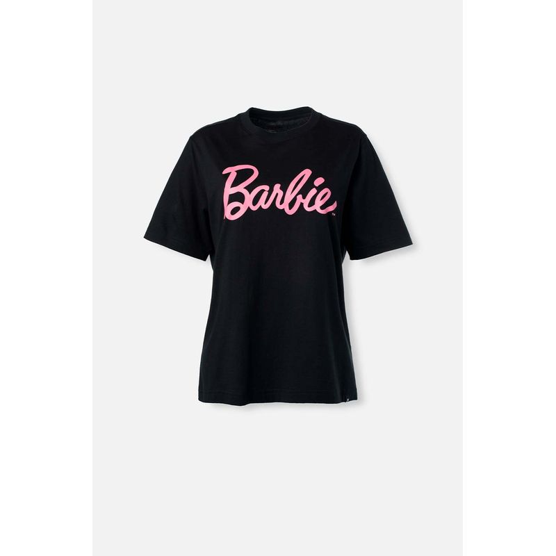 Camiseta de Barbie negra manga corta para mujer - MoviesShop