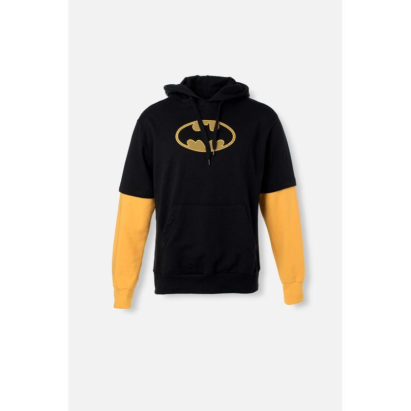 Buzo de hombre cerrado con chompa negro amarillo de Batman