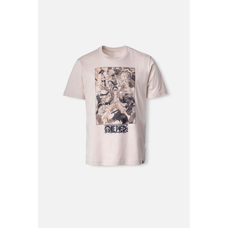 Camiseta de hombre manga corta beige de One Piece MoviesShop