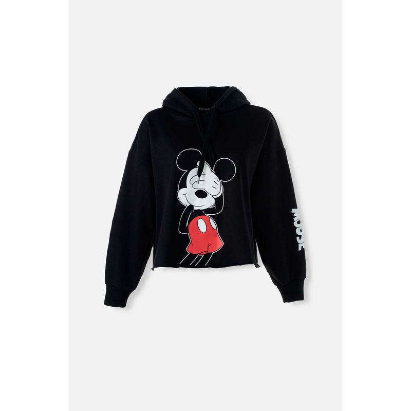 Buzo negro de capota de Mickey Mouse para mujer de Movies