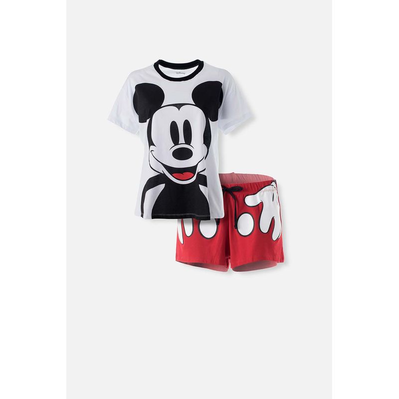 Pijama de Mickey Mouse blanca roja manga corta pantal n corto para