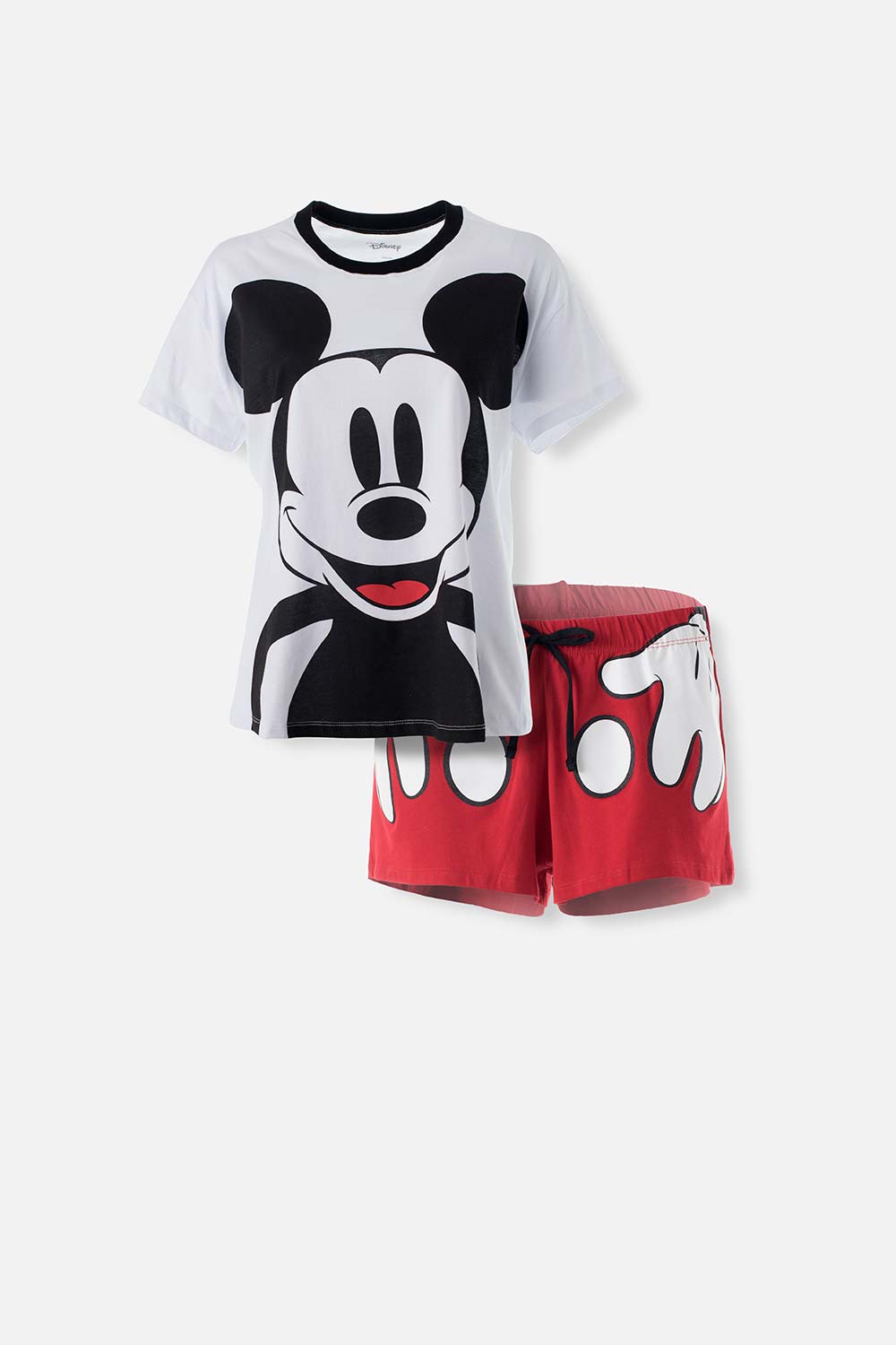 Pijama de Mickey Mouse blanca/roja manga corta/pantalón corto para mujer XS-0