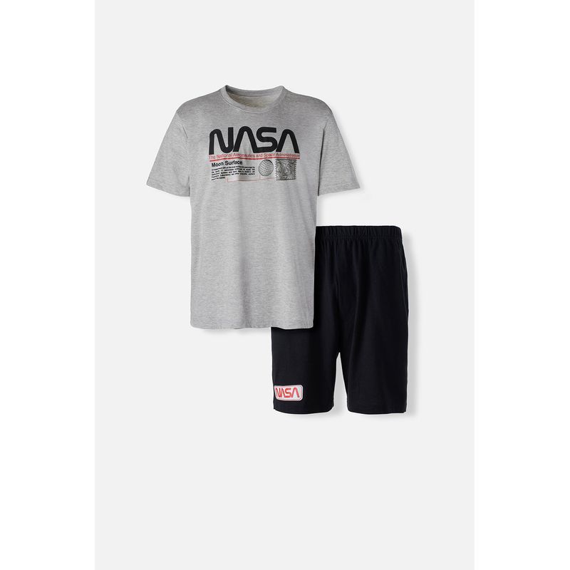 Pijama de la Nasa gris y negra con pantalon corto para hombre MoviesShop Productos licenciados