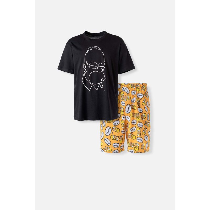 Pijama de Los Simpson negra y amarilla con pantalon corto para hombre MoviesShop Productos licenciados