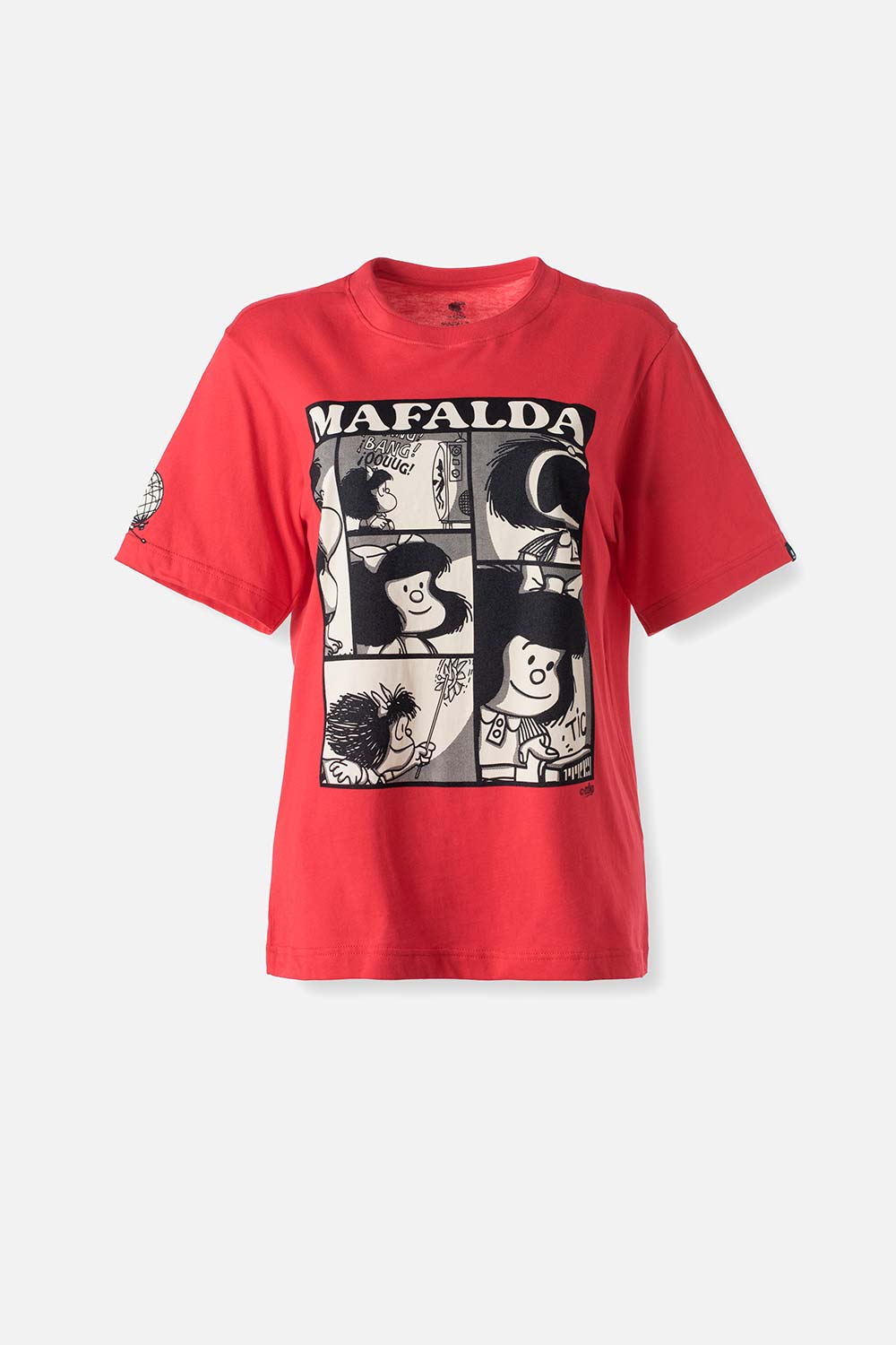 Camiseta de Mafalda manga corta roja para mujer XS-0