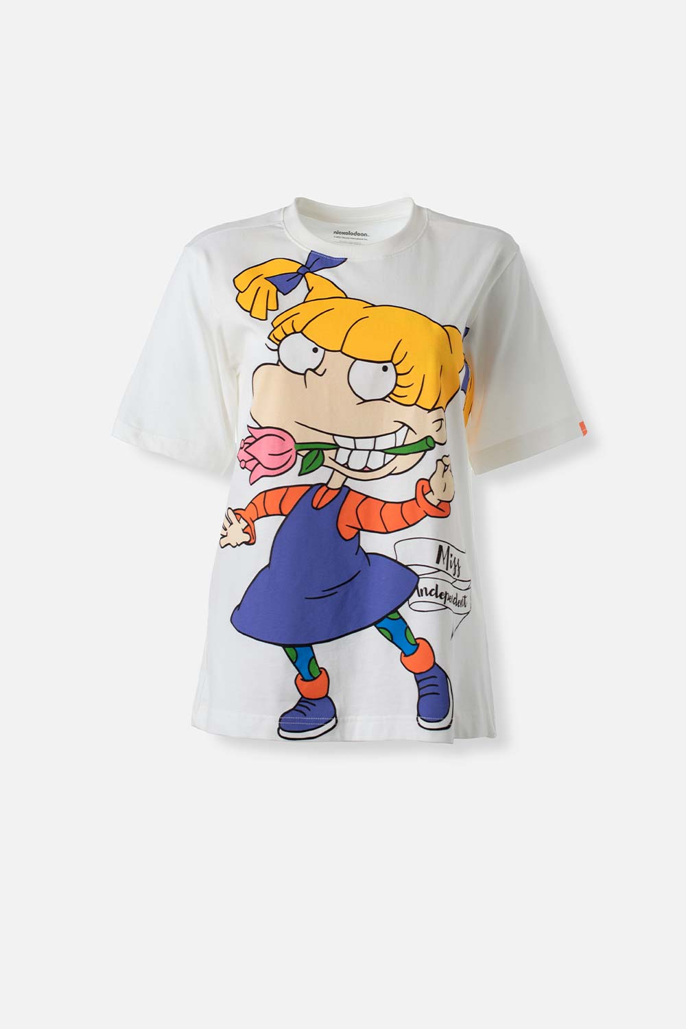 Camiseta de Angelica manga corta marfil para mujer XS-0