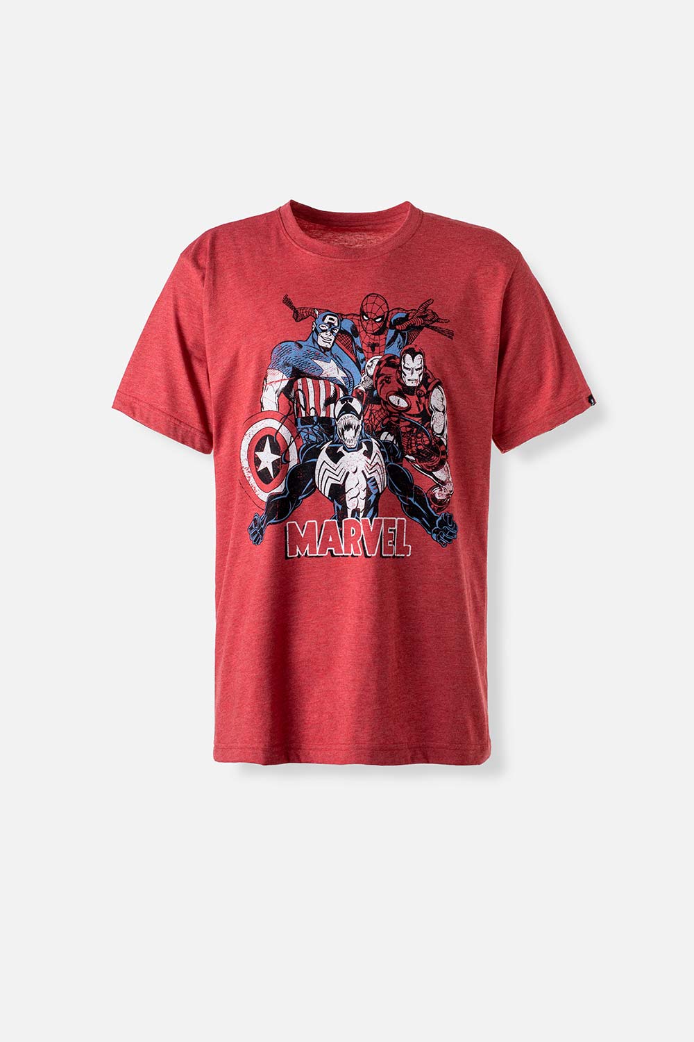 Camiseta de Marvel manga corta rojo jaspe para hombre M-0