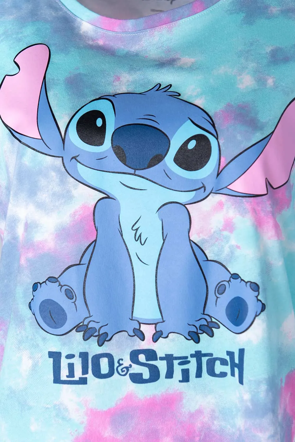 Camiseta de Lilo y Stitch tie dye manga corta para mujer