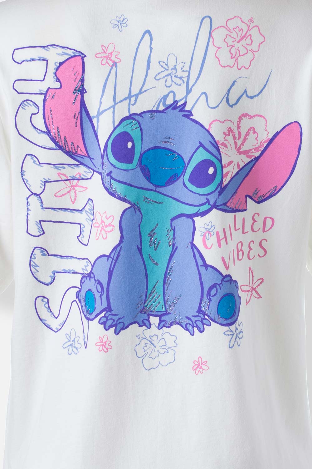 Camiseta de Lilo y Stitch manga corta marfil para mujer